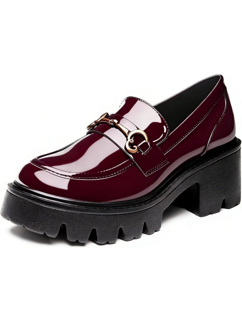 Stylish Black Platform Loafers for Women, Chunky Heel Work Dress Shoes